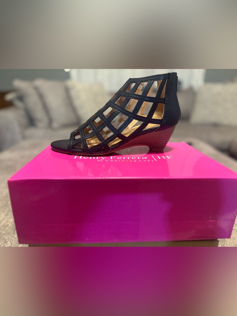 Henry Ferrera Bologna Women’s Open Toe Sandals Navy Size 8.5 - Picture 9 of 9